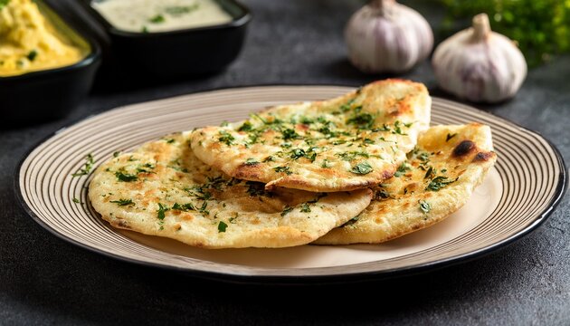 herbed garlic naan on a plate