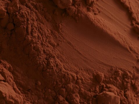 Close up of brown cocoa powder texture