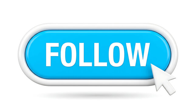 Modern Glossy Blue Follow Button with Cursor Arrow for Social Networking Web Page