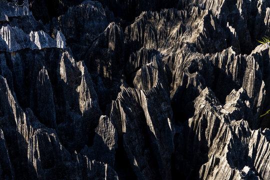 Triangular peaks of tsingy limestone karst, Petit Tsingy, Madagascar