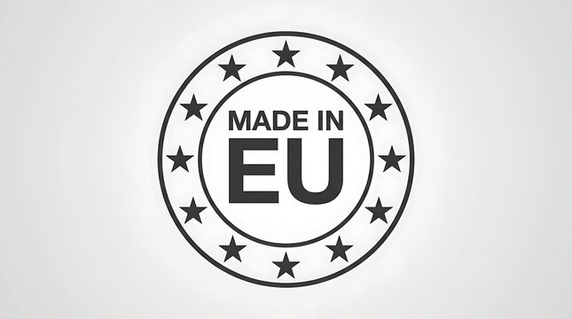 Made in EU emblem circle stamp symbol of European production and certified quality