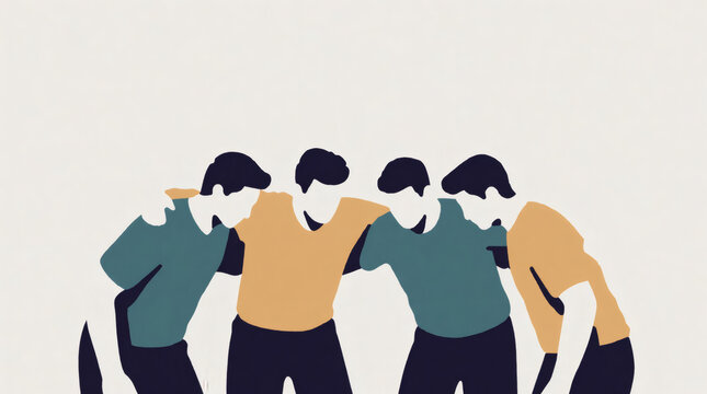 Stylized team huddle illustration