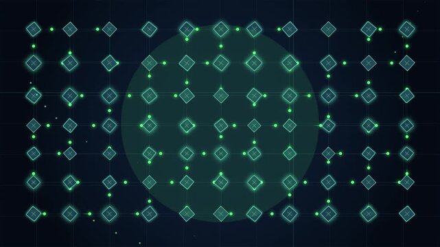 Abstract Digital Blockchain Network Background with Glowing Nodes