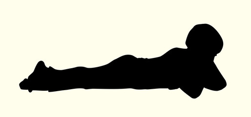 Obraz premium Vector drawing. Boy on the floor
