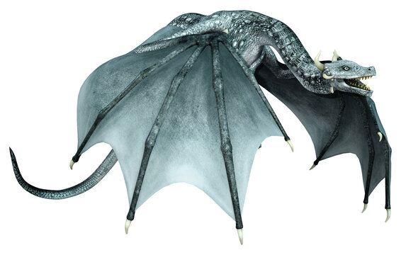 3D Rendering Fairy Tale Dragon on White