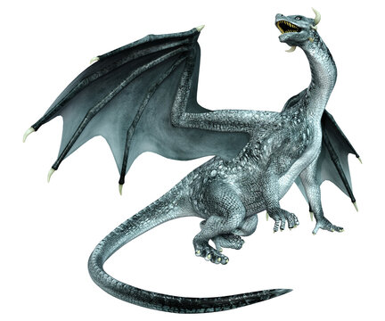 3D Rendering Fairy Tale Dragon on White