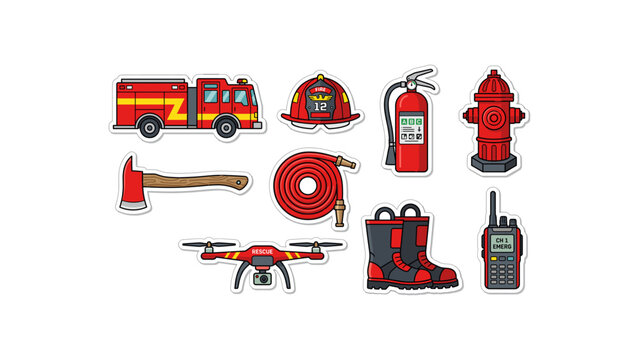 Firefighting icons vector.eps