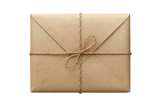 Timeless kraft paper envelope parcel tied with twine as a versatile graphic element