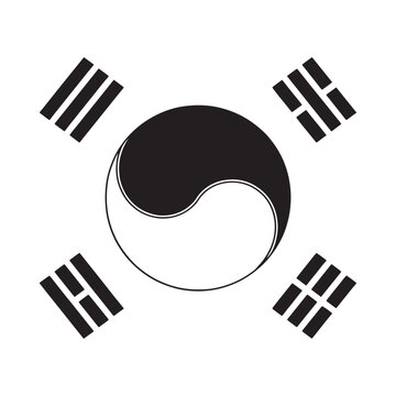 Yin yang symbol with trigrams a black and white vector illustration