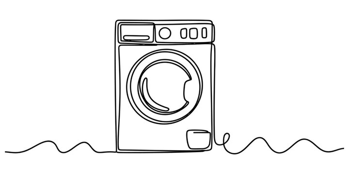 Continuous single line drawing of a washing machine appliance
