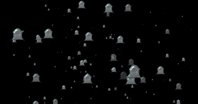 Animated tombstone icons floating on a black background grave cemetery motion horror death