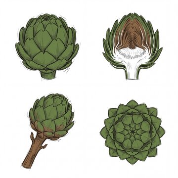 Leafy Artichoke Variations vector illustration graphic element