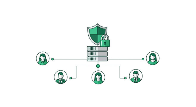Cyber Security Network Illustration with Protected Server and User Access
