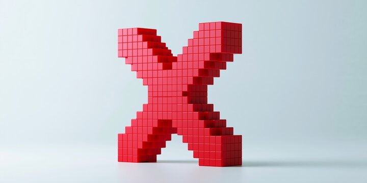 3D red pixelated cross symbol