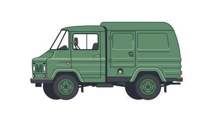 Obraz premium Vintage Green Utility Van Illustration on White Background