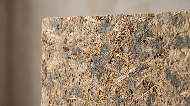 Compressed rye straw mycelium bio-composite acoustic tile texture