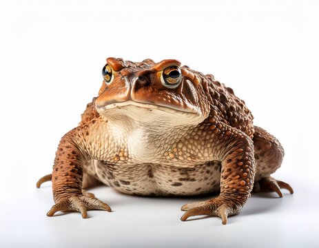 common toad sitting on an isolated white background amphibian and natural