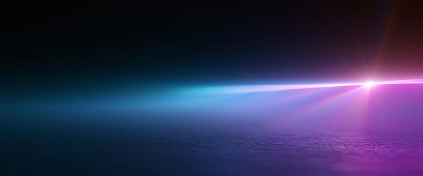 Colorful laser beam in dark space