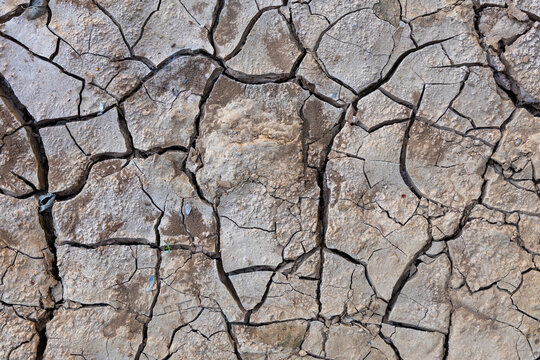 Close-up of cracked dry riverbed mud, Tsiribihina, Madagascar