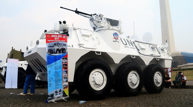Jakarta, Indonesia - September 2026: The Anoa 6x6 APC. An armored personnel carrier manufactured by the Indonesian state-owned defense enterprise PT Pindad.