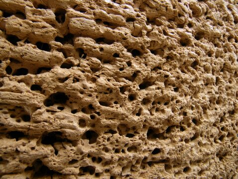 Close up of porous stone surface texture