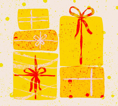 Presents gift wrapped. Illustration