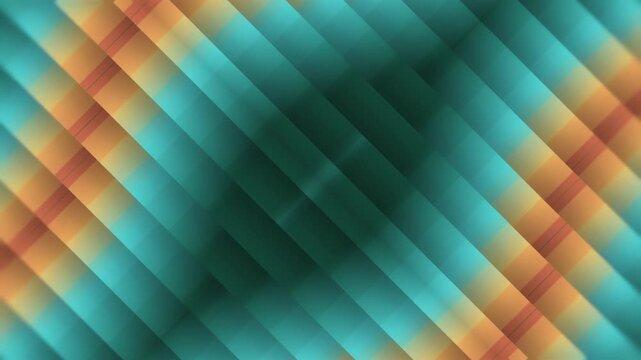 Seamless animated background with 3D diagonal panels. Deep emerald and warm copper tones create a kinetic geometric pattern. Perfect for stylish modern media projects and corporate presentations