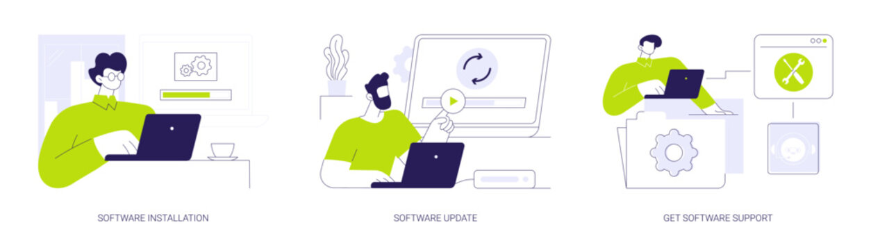 Software maintenance abstract concept vector illustrations.