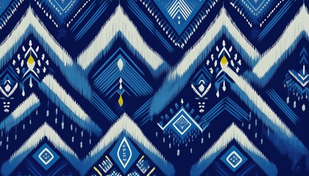 traditional blue ikat geometric pattern