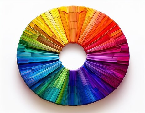 vibrant and complete color wheel showing spectrum of hues on an isolated white background