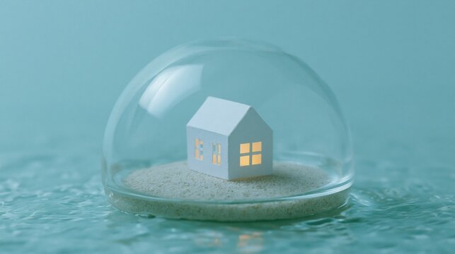 Small house protected under glass dome