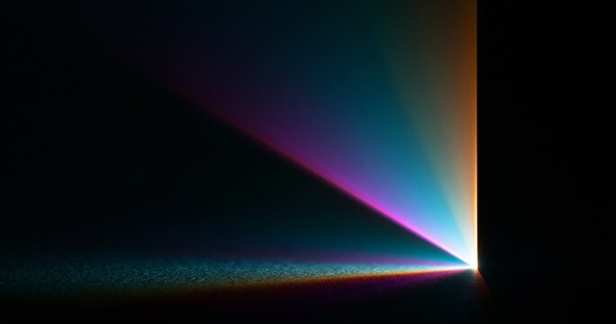 Colorful light beam in dark space