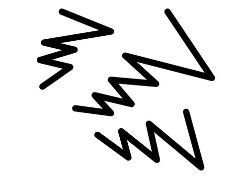 Black abstract jagged zigzag lightning strike lines set
