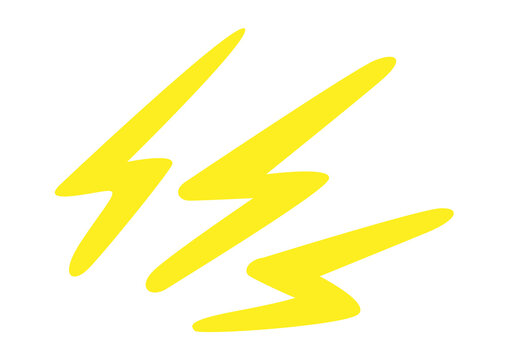 Yellow abstract jagged zigzag lightning strike lines and flash effects