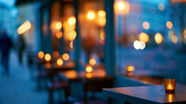 Cozy outdoor cafe with candlelight ambiance