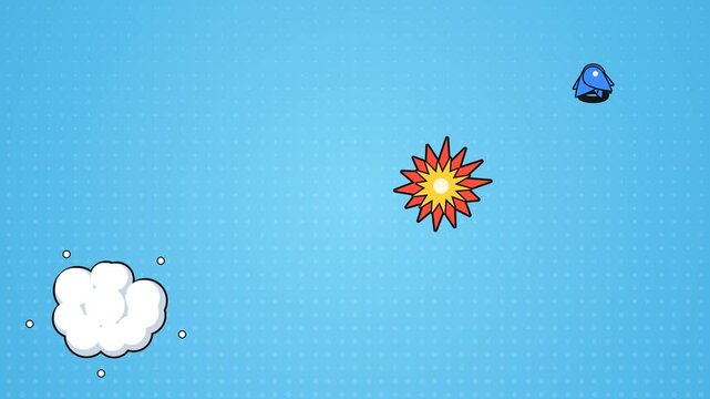 Animated comic style explosion and lightning bolt transition effect