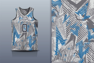 Obraz premium Basketball Jersey Sport Streetwear Design Abstract Geometric Stripe Pattern Grey Blue White