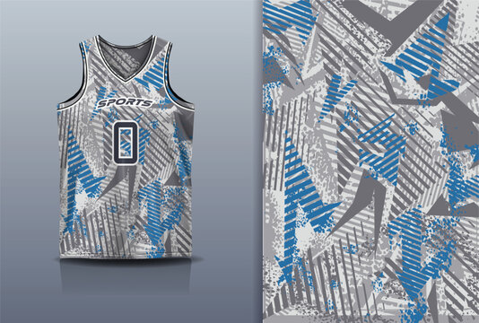 Basketball Jersey Sport Streetwear Design Abstract Geometric Stripe Pattern Grey Blue White