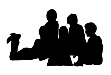 Obraz premium Vector drawing. Kids reading a book