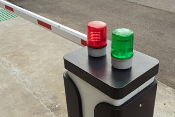 Automatic parking barrier boom gate with red and green traffic lights © Cat_Kiti_cat