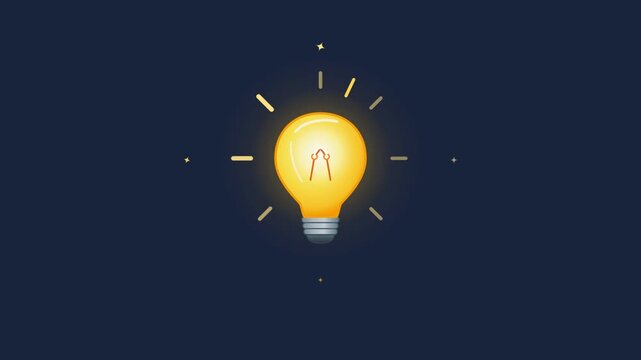 Glowing yellow light bulb illustration on a dark blue background symbolizing innovation, creative thinking, bright ideas, and the intellectual potential of a golden generation for the future.