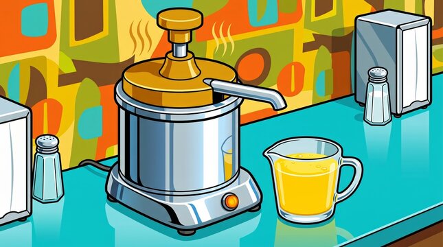 Vintage Diner Warm Butter Dispenser Machine Illustration