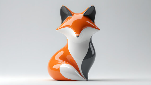 Stylish Modern Fox Figurine with Glossy Orange and Black Finish.