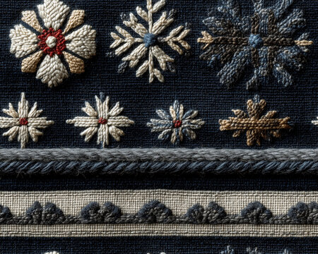 Seamless pattern of a traditional handwoven textile pattern in monochrome gray and white