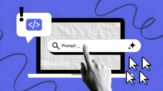 Human Hand Interacting with AI Prompt on Laptop Screen for Digital Development.