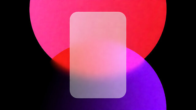 Modern Abstract Frosted Glass Effect with Vibrant Gradient Lights on Dark Background.