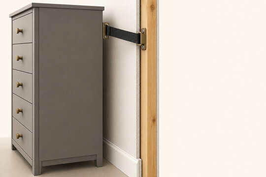 Cabinet Cutaway Shows a Short Wall Anchor Strap