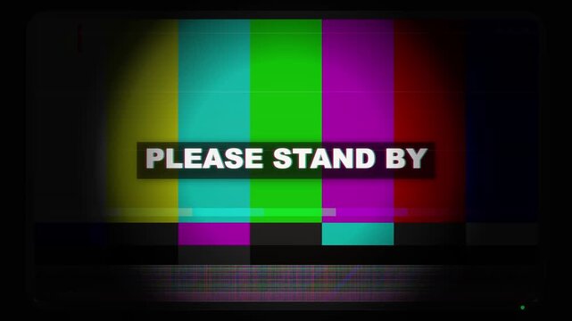 Television test pattern with colorful stripes suitable for vintage design, media projects, retro themes, broadcasting concepts, and technology visuals.