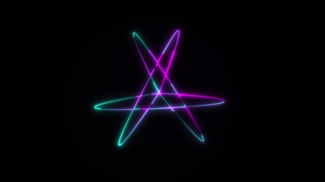 Neon Light Atomic Science Symbol and Physics Orbit Motion Graphic Loop