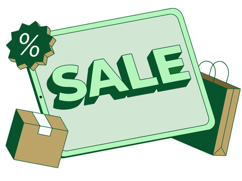 Simple Sale Doodle illustration fore online shopping